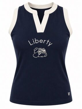Varsity Liberty Bulldogs Women's Dark Blue and White Tank Top